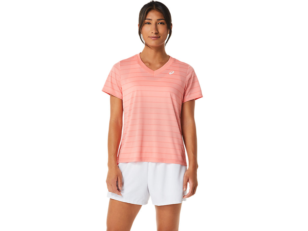 Dámské Tričko Asics Court Stripe Sleeve Růžové | 9183-PDGBT