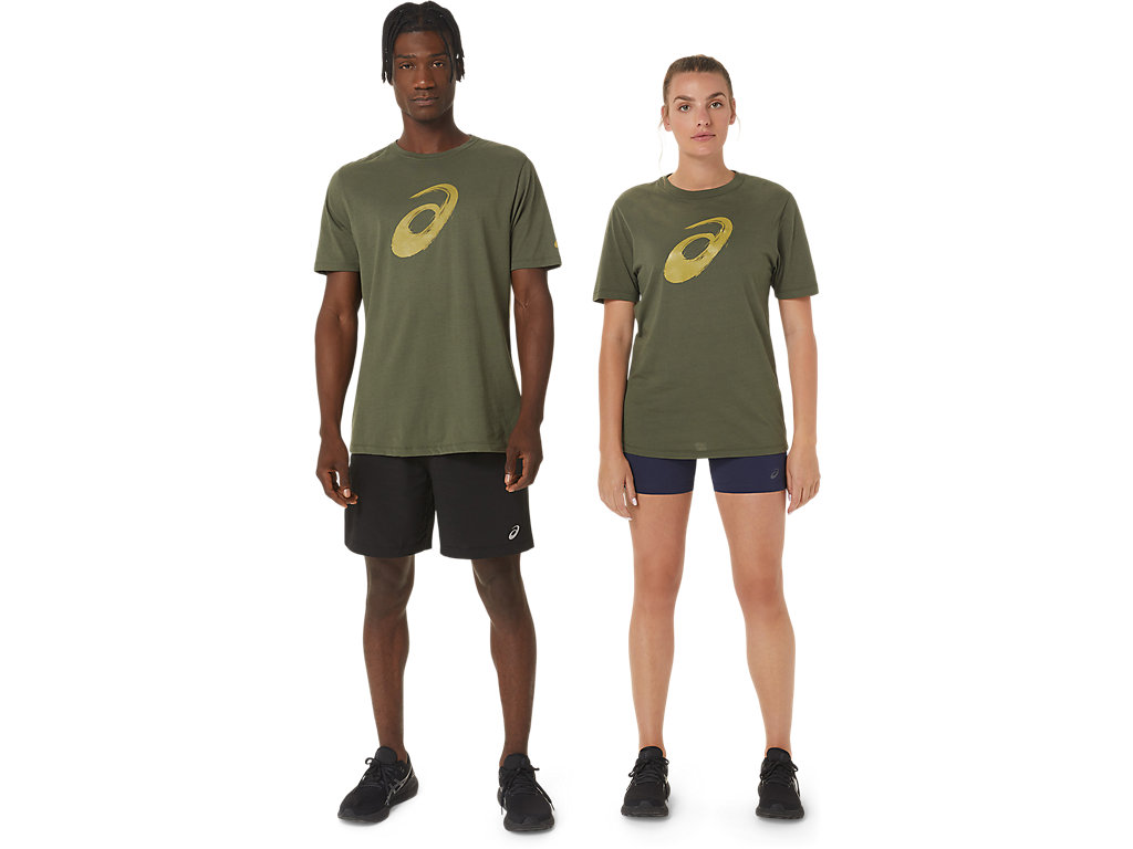 Pánské Tričko Asics Paintbrush Sleeve Tee Olivy Zelené | 9268-KRTBU