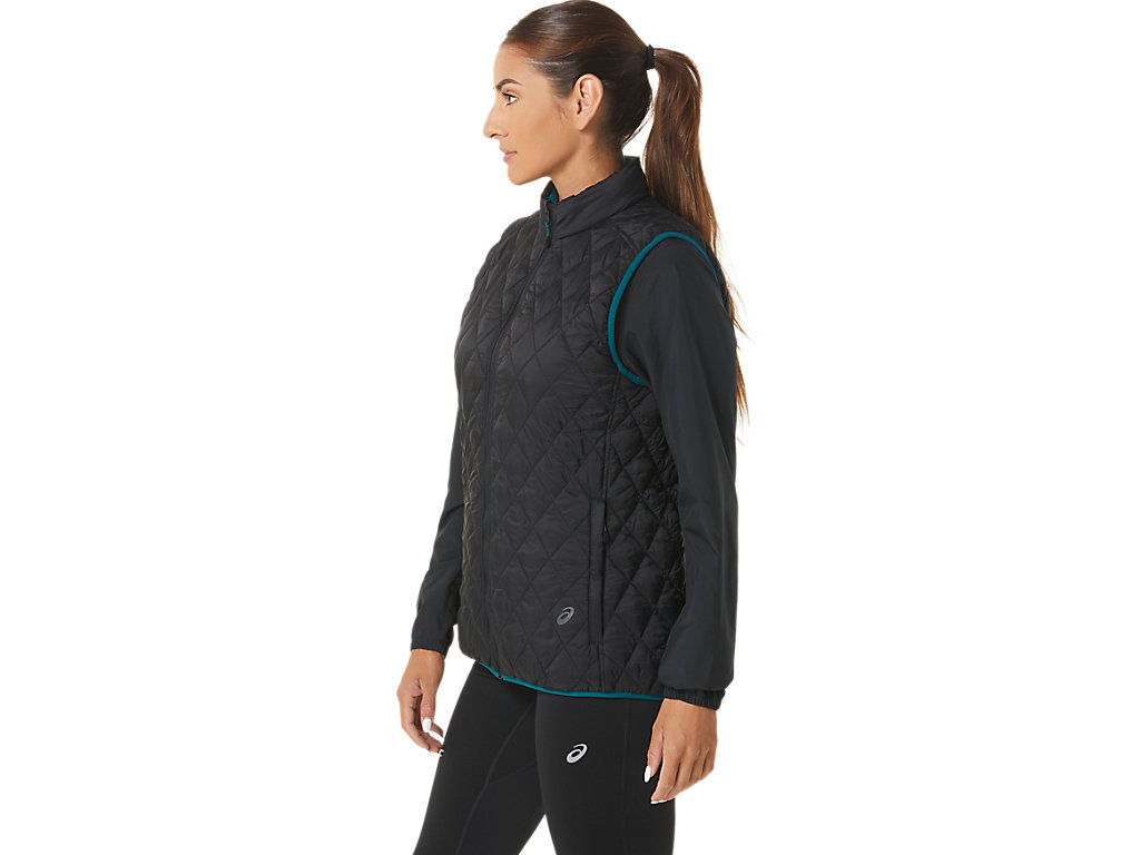 Dámské Bundy Asics Reverse Insulated Vest Černé Tmavě Zelene | 7958-NIWCS