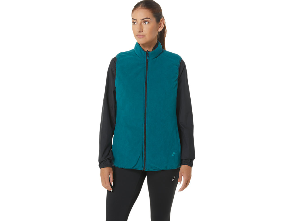 Dámské Bundy Asics Reverse Insulated Vest Černé Tmavě Zelene | 7958-NIWCS