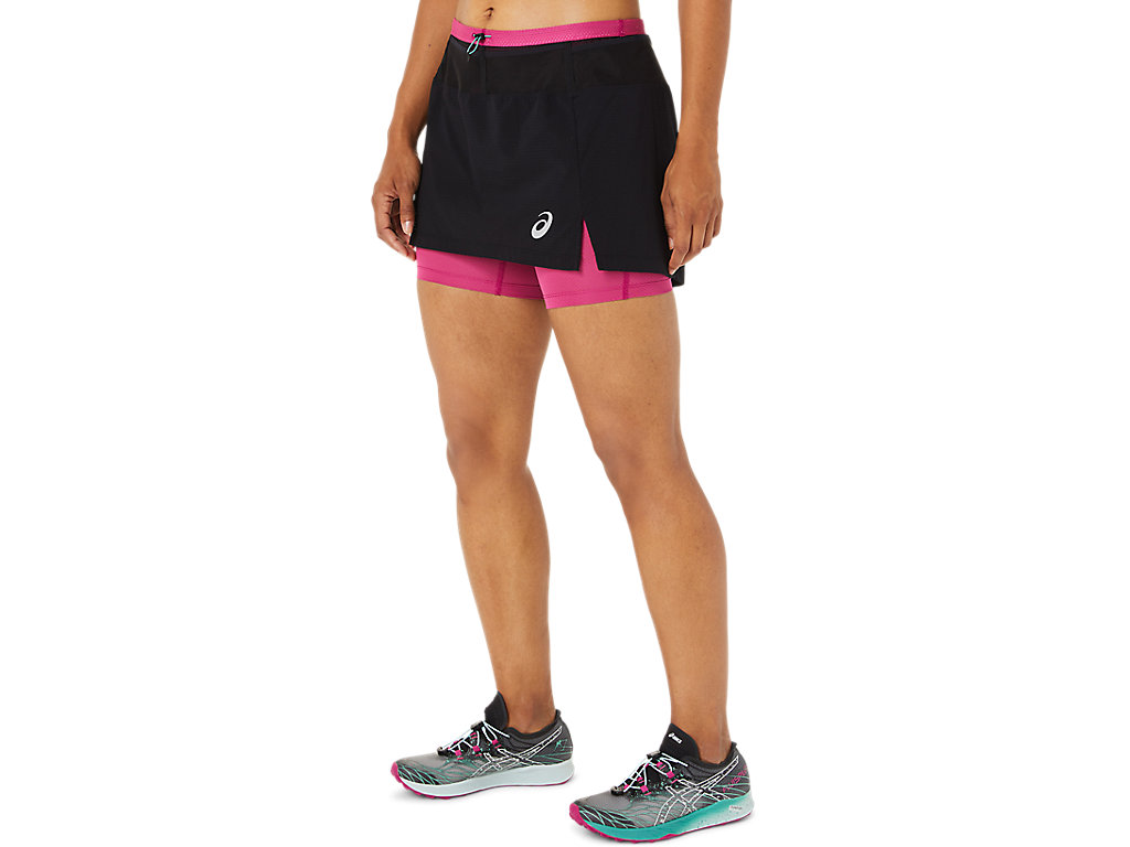 Dámské Sukně Asics Fujitrail Skort Černé Fuchsie Červené | 4927-VBCXA