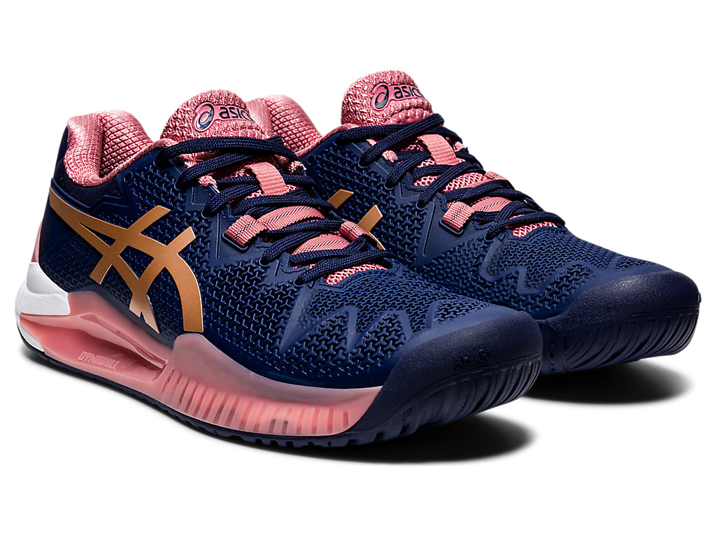 Dámské Tenisové Boty Asics Gel-Resolution 8 Tmavě Blankyt Růžové Zlaté | 1843-JIDCH