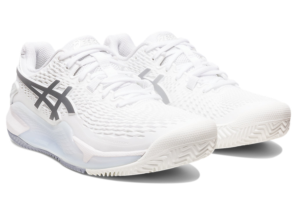 Dámské Tenisové Boty Asics Gel-Resolution 9 Clay Bílé Stříbrné | 6137-TKDNZ