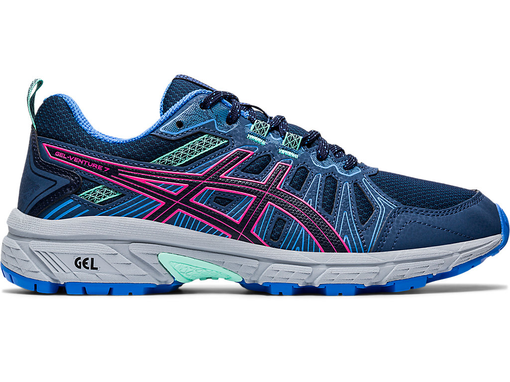 Dámské Trailové Běžecké Boty Asics Gel-Venture 7 Tmavě Blankyt Růžové | 0428-DFNTK