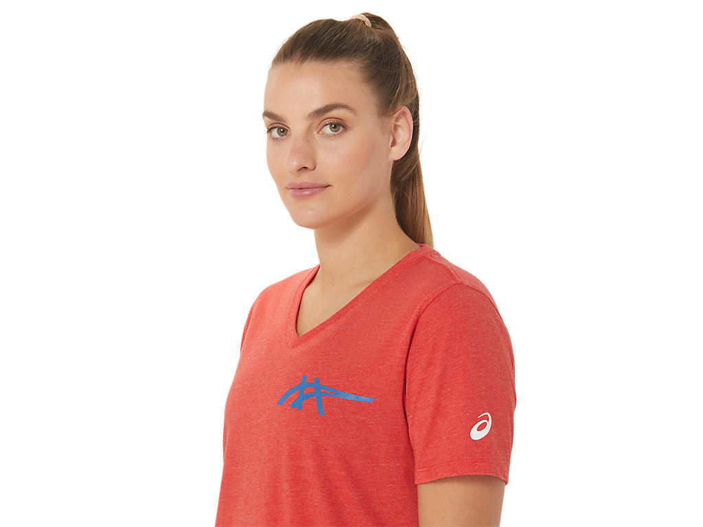 Dámské Tričko Asics 1977 Heritage Americana V-Neck Červené | 2564-PCFXT