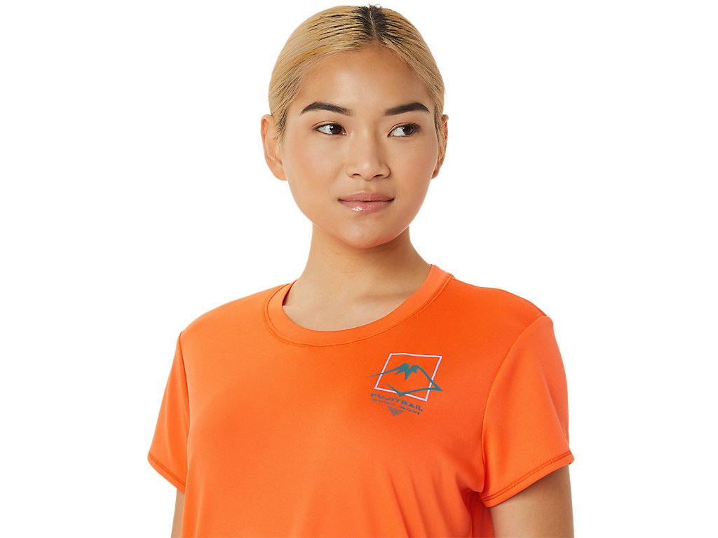 Dámské Tričko Asics Fujitrail Logo Sleeve Oranžové | 8731-JBYQT