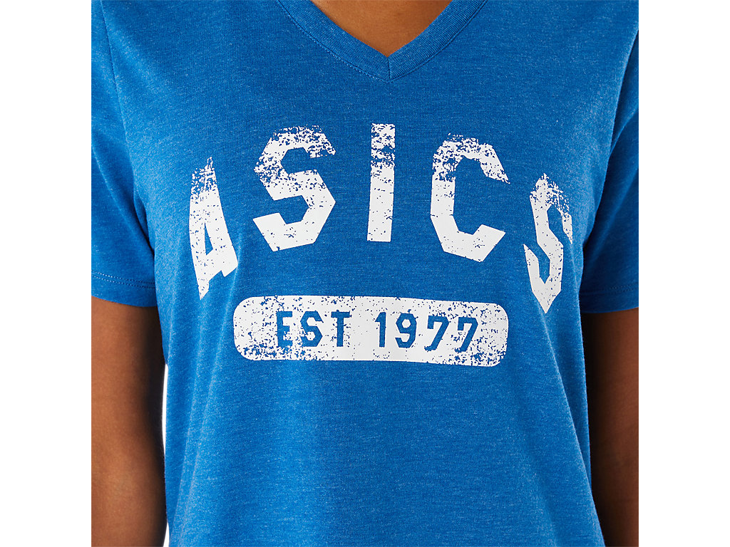 Dámské Tričko Asics Krátké Sleeve Est 1977 V-Neck Tee Blankyt | 9130-ZUKYF