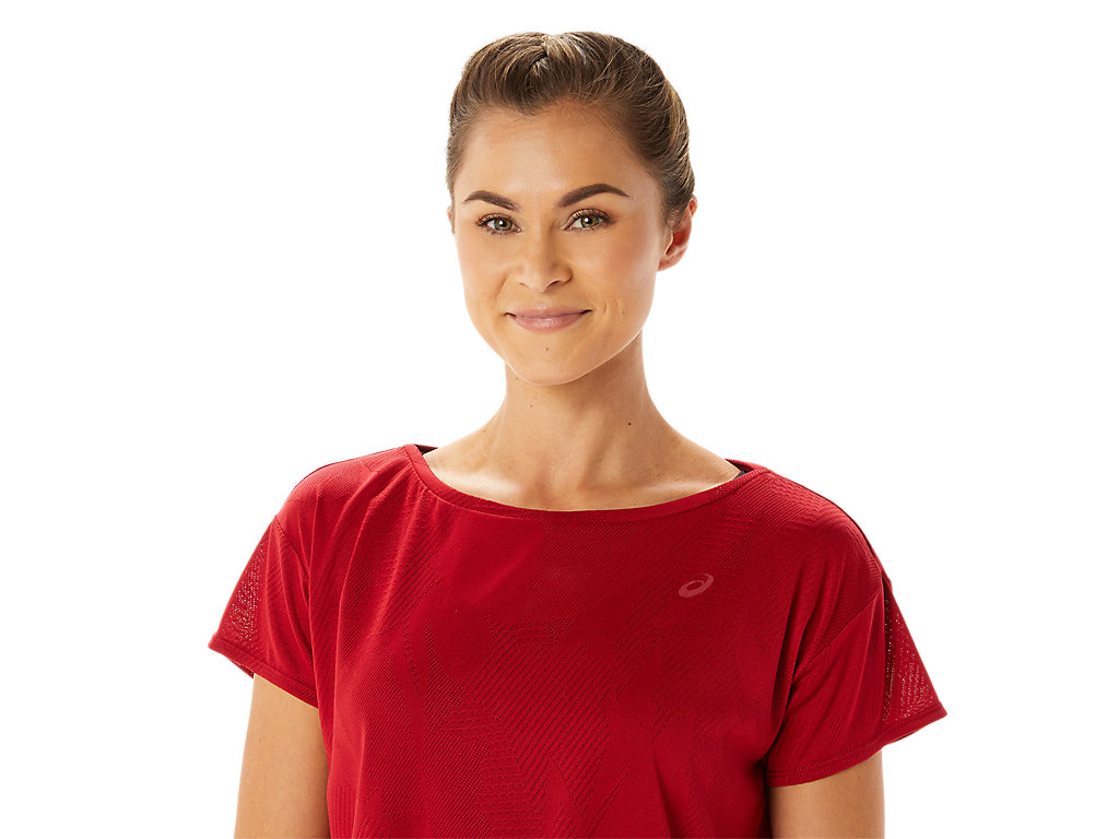 Dámské Tričko Asics Movekoyo Jacquard Sleeve Červené | 5481-HZYJT