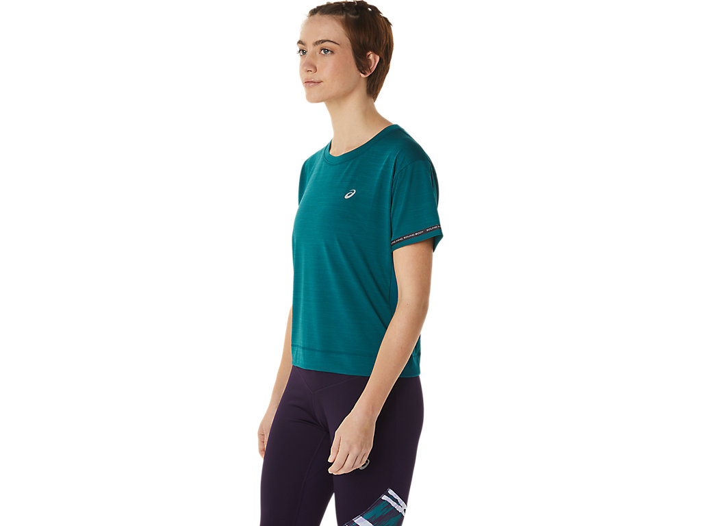 Dámské Tričko Asics Race Crop Tmavě Zelene | 9048-TUNAP