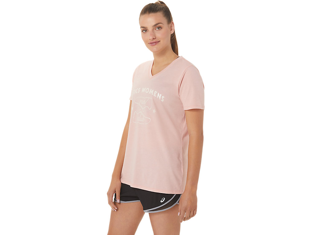 Dámské Tričko Asics Run Club V-Neck Růžové | 2065-ZTLEO