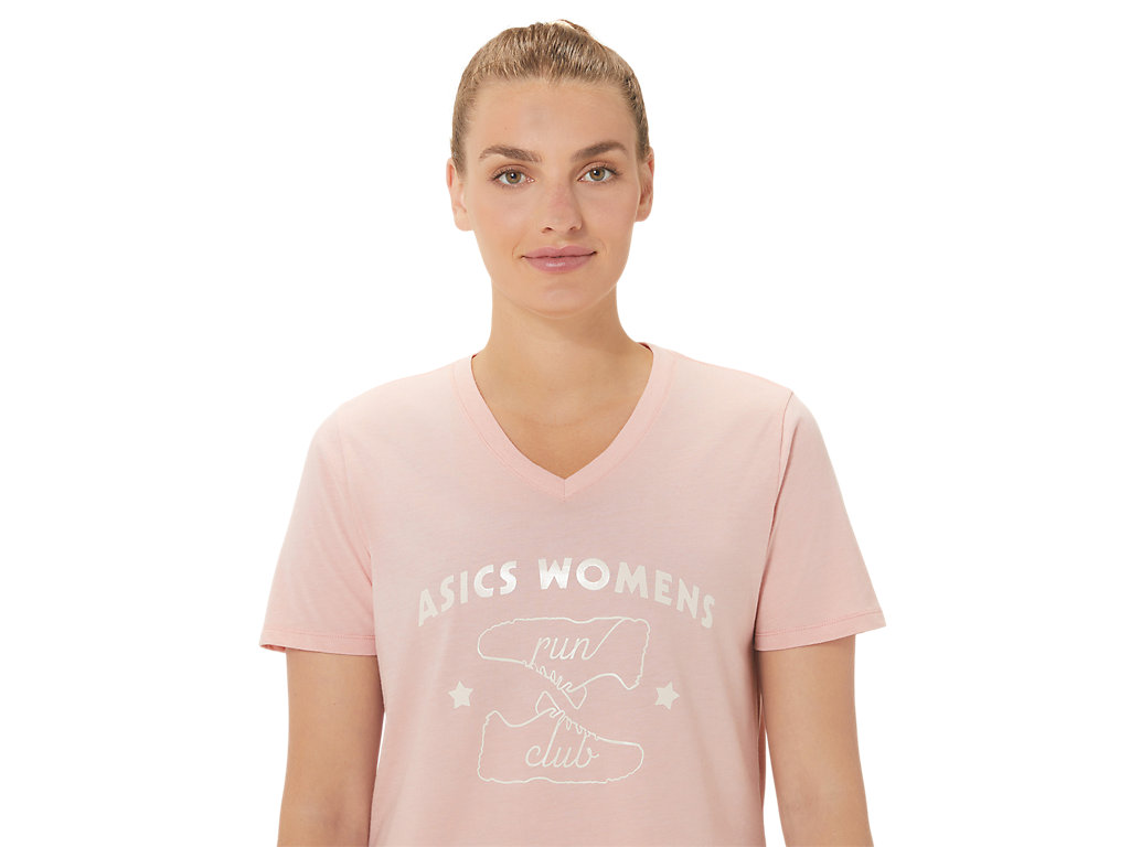 Dámské Tričko Asics Run Club V-Neck Růžové | 2065-ZTLEO