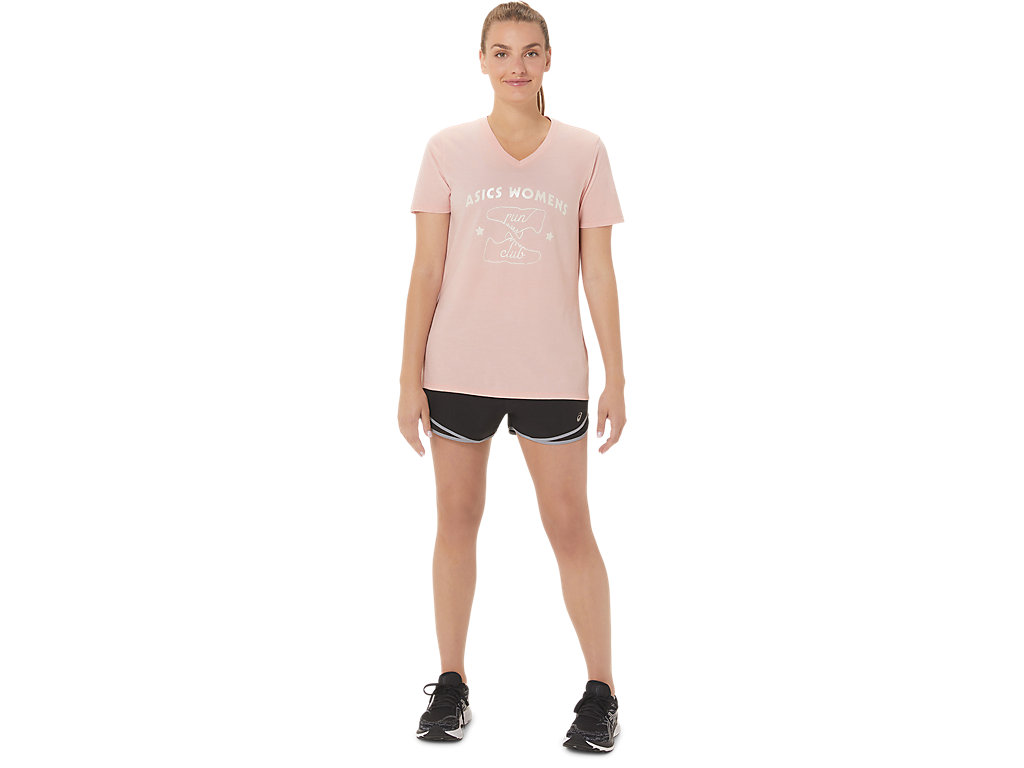 Dámské Tričko Asics Run Club V-Neck Růžové | 2065-ZTLEO