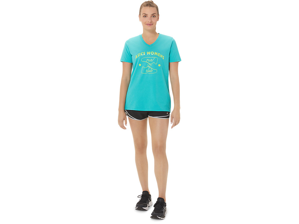 Dámské Tričko Asics Run Club V-Neck Tyrkysové | 3579-UARPN