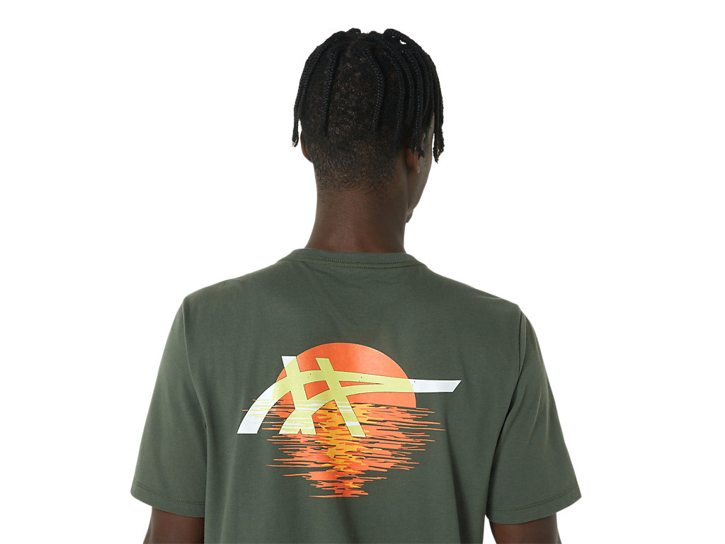 Dámské Tričko Asics Stripes Sunrise Tee Olivy Zelené | 8165-ORYUW