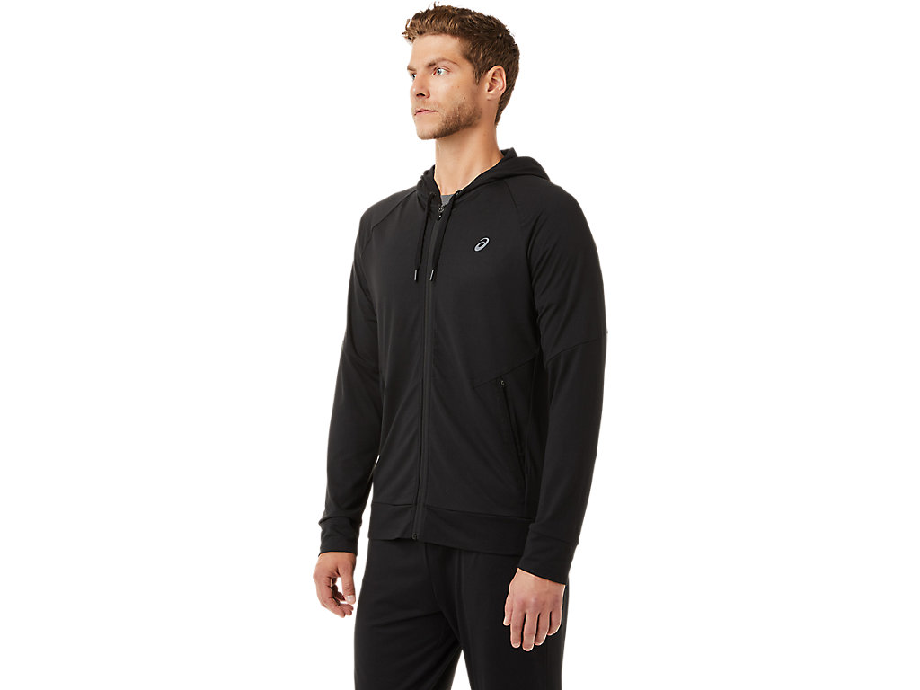 Pánské Mikiny S Kapucí Asics Tech Full Zip Černé | 1496-FHDOJ