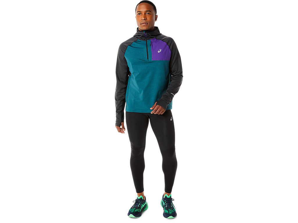 Pánské Mikiny S Kapucí Asics Zimní Run Long Sleeve Tmavě Zelene Černé | 0187-BPOWN