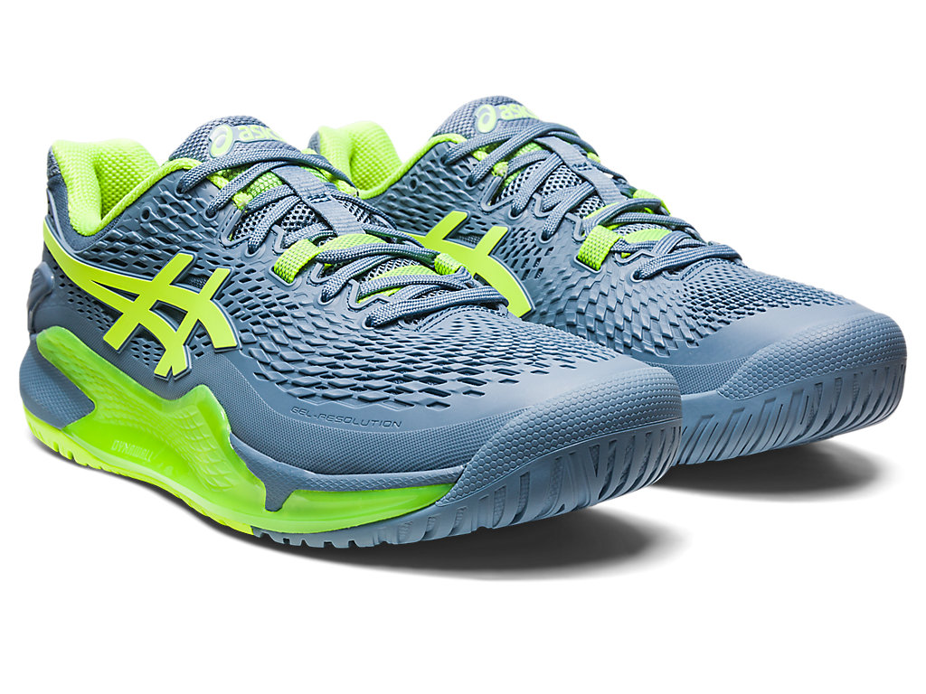 Pánské Tenisové Boty Asics Gel-Resolution 9 Široké Šedé Blankyt Zelene | 7318-HPYAG