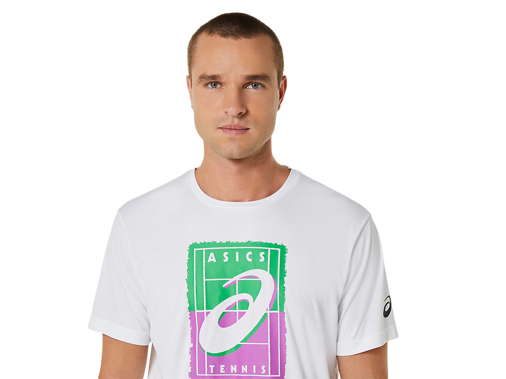 Pánské Tričko Asics Court Gs Grafická Tee Bílé | 1760-ZXOJR