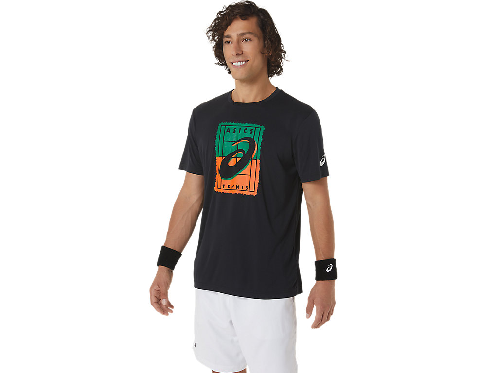 Pánské Tričko Asics Court Gs Grafická Tee Černé | 8490-PWLHG