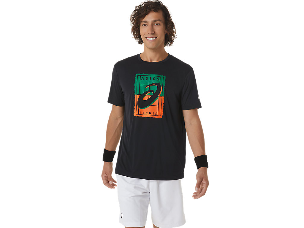 Pánské Tričko Asics Court Gs Grafická Tee Černé | 8490-PWLHG