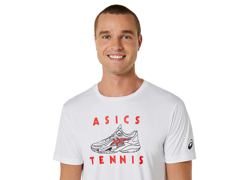 Pánské Tričko Asics Court Shoes Grafická Tee Bílé | 6045-EGYTK