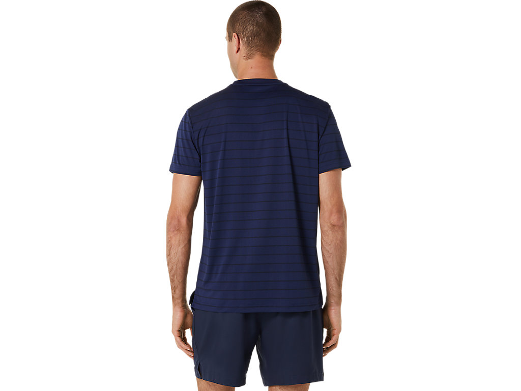 Pánské Tričko Asics Court Stripe Sleeve Tmavě Blankyt | 9605-BOZID