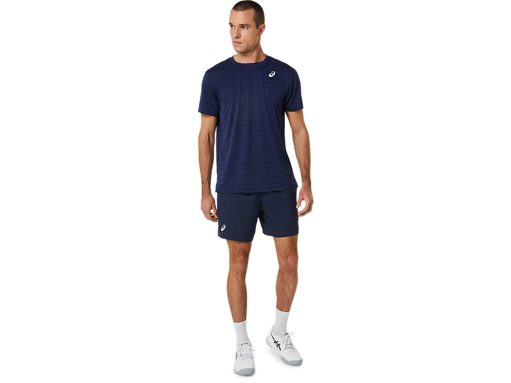 Pánské Tričko Asics Court Stripe Sleeve Tmavě Blankyt | 9605-BOZID