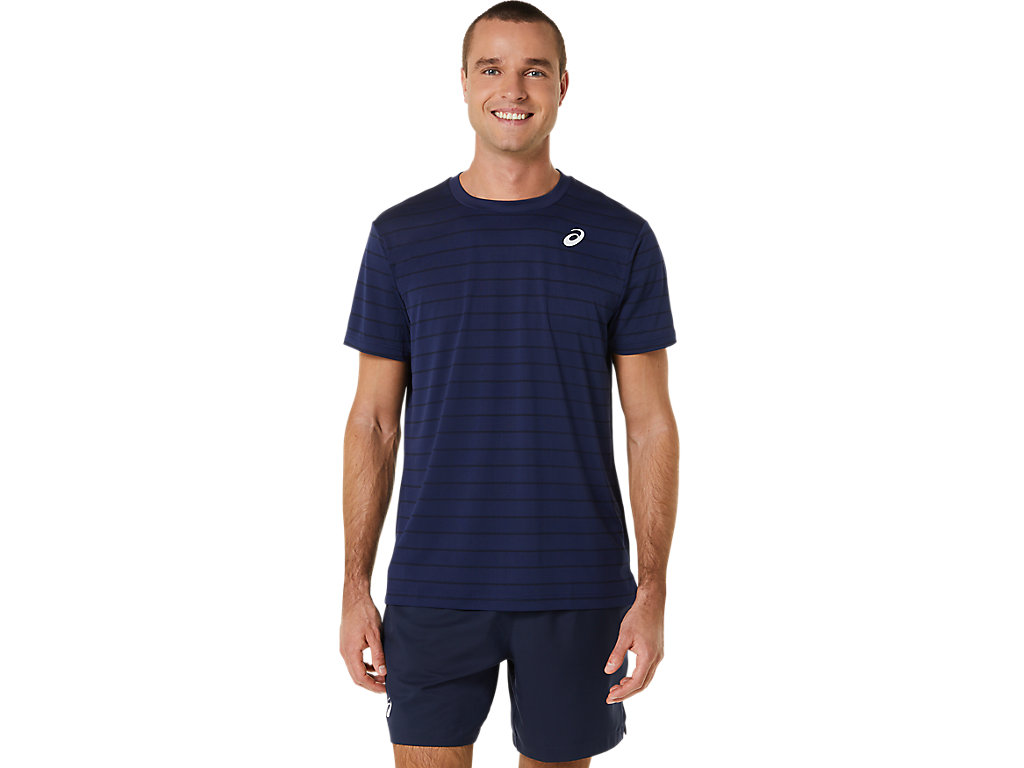 Pánské Tričko Asics Court Stripe Sleeve Tmavě Blankyt | 9605-BOZID