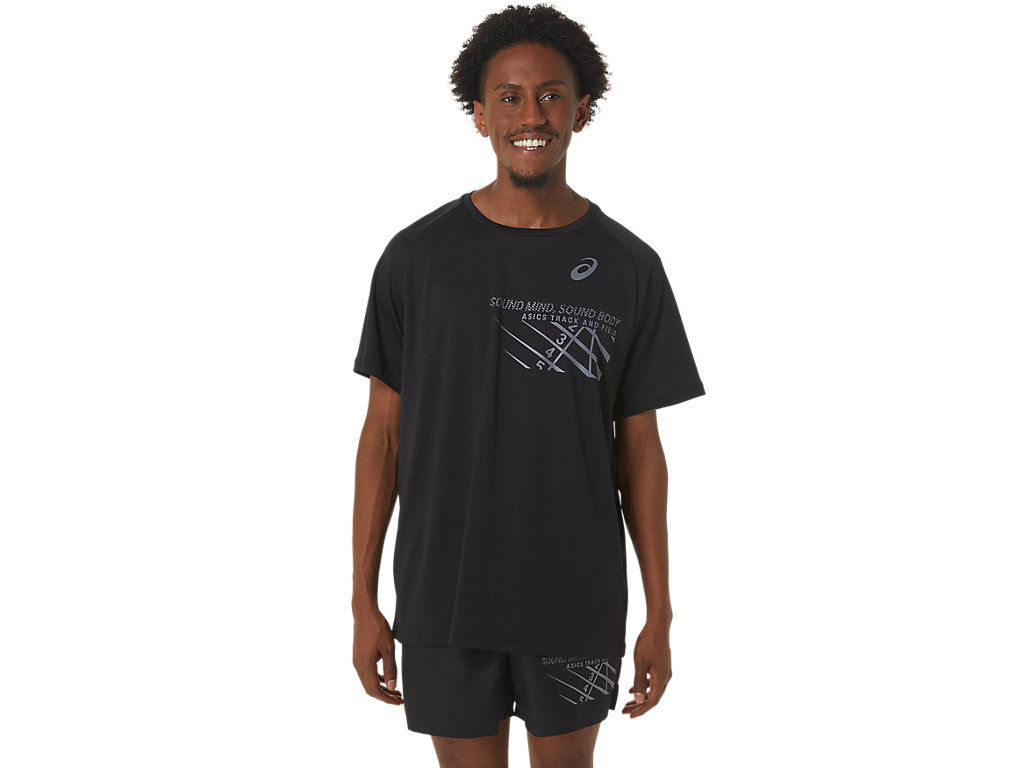 Pánské Tričko Asics Finish Line Grafická Sleeve Černé | 9137-SQJWC