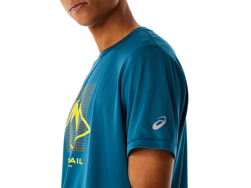 Pánské Tričko Asics Fujitrail Logo Sleeve Tyrkysové | 9064-SJXFE