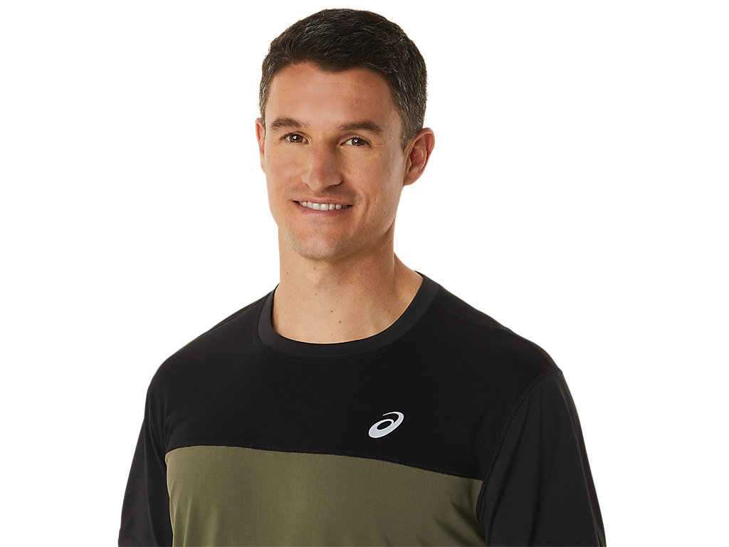 Pánské Tričko Asics Race Sleeve Černé Zelene | 8946-MLZHK