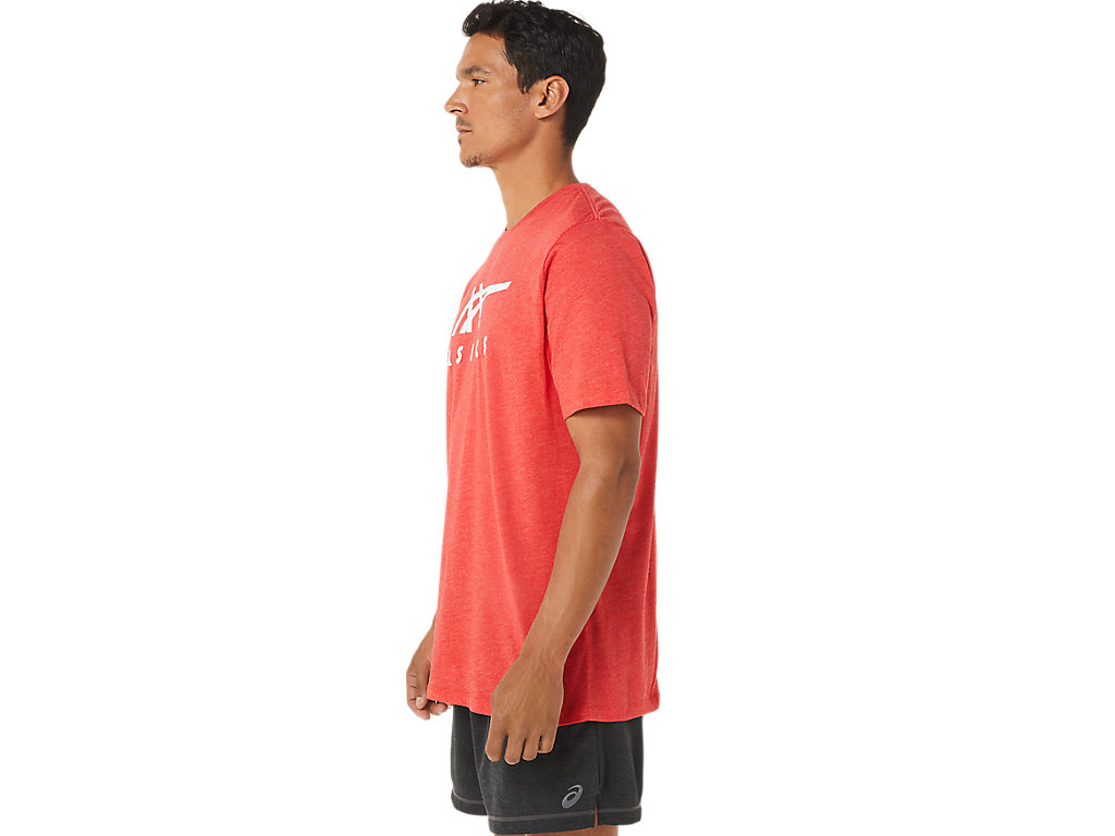 Pánské Tričko Asics Stripe Sleeve Tee Červené | 8213-JMBQY