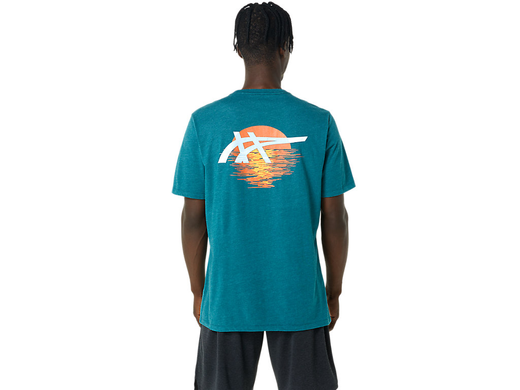 Pánské Tričko Asics Stripes Sunrise Tee Tmavě Zelene | 3947-RCMEQ