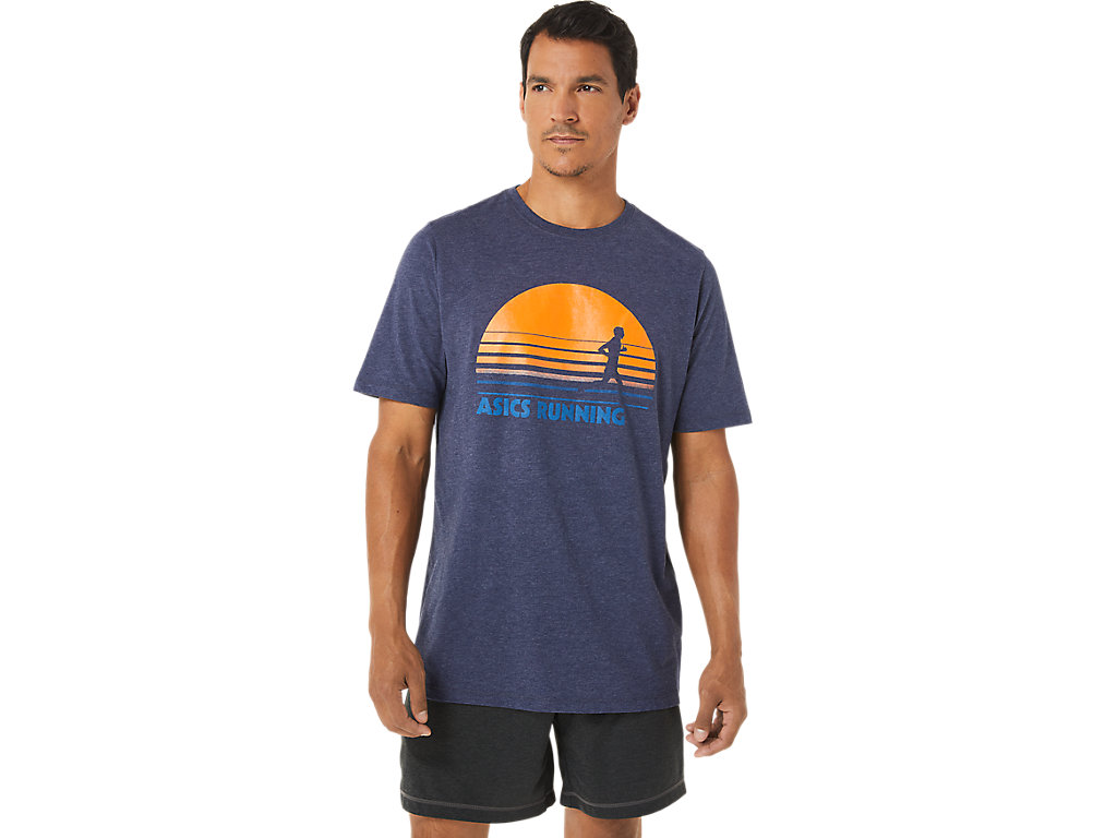 Pánské Tričko Asics Sunrise Runner Grafická Tee Tmavě Blankyt | 1096-ANWKR